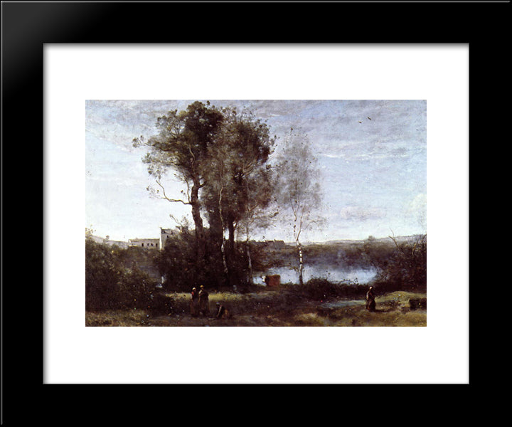 Large Sharecropping Farm 20x24 Black Modern Wood Framed Art Print Poster by Corot, Jean Baptiste Camille