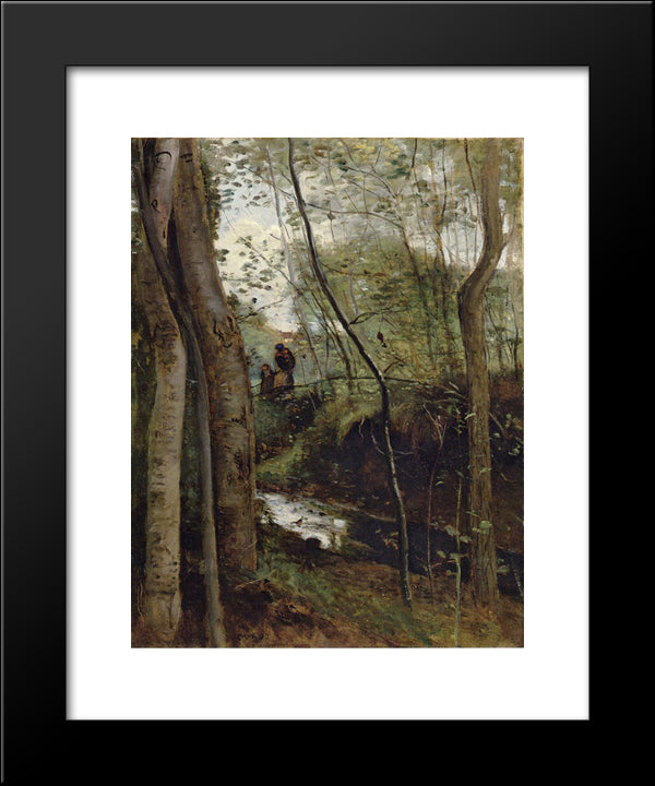 Un Ruisseau Sous Bois 20x24 Black Modern Wood Framed Art Print Poster by Corot, Jean Baptiste Camille