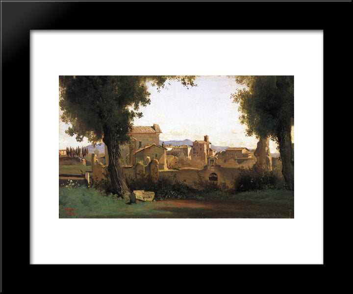 View In The Farnese Gardens 20x24 Black Modern Wood Framed Art Print Poster by Corot, Jean Baptiste Camille