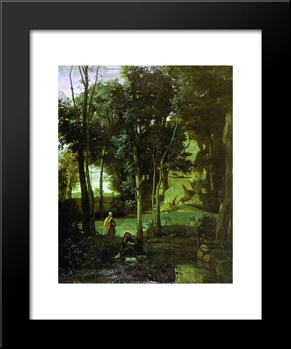 Democritus And The Abderiti 20x24 Black Modern Wood Framed Art Print Poster by Corot, Jean Baptiste Camille