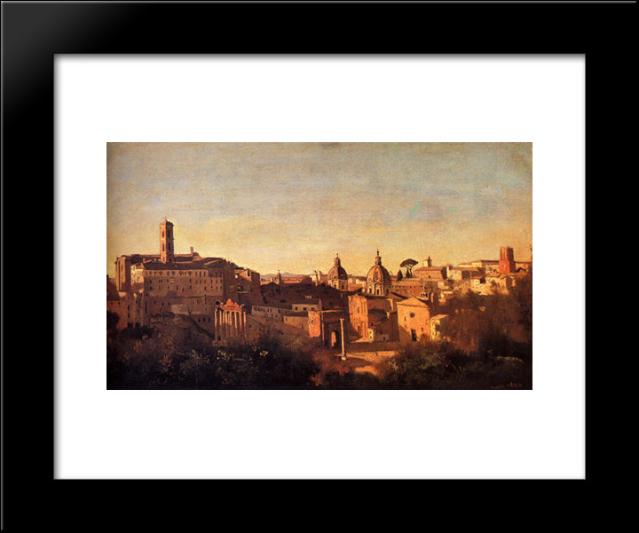 Forum Viewed From The Farnese Gardens 20x24 Black Modern Wood Framed Art Print Poster by Corot, Jean Baptiste Camille