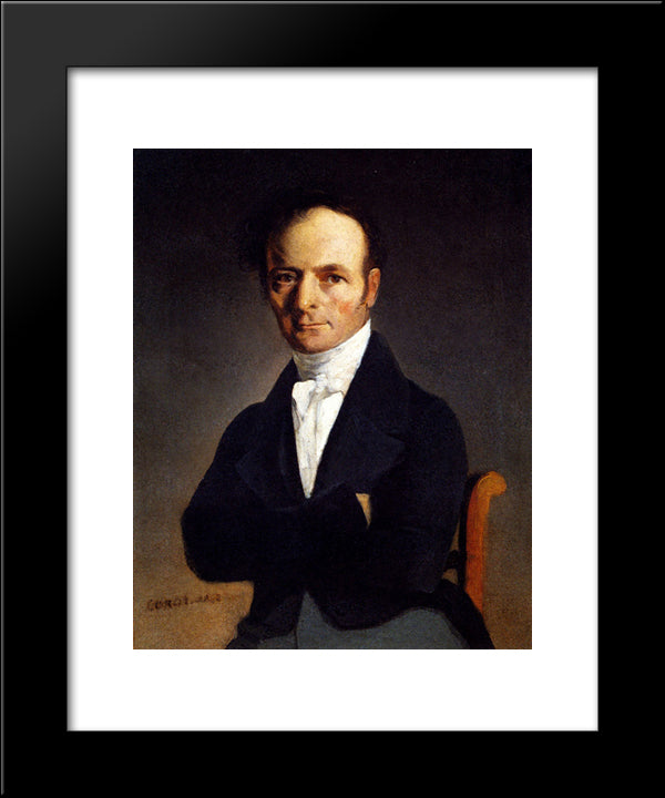 Portrait Of A Man 20x24 Black Modern Wood Framed Art Print Poster by Corot, Jean Baptiste Camille