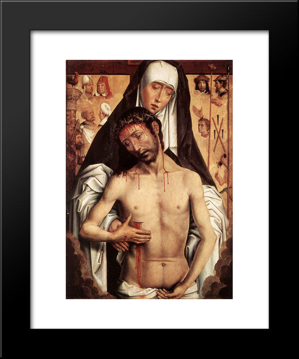 The Virgin Showing The Man Of Sorrows 20x24 Black Modern Wood Framed Art Print Poster by Memling, Hans