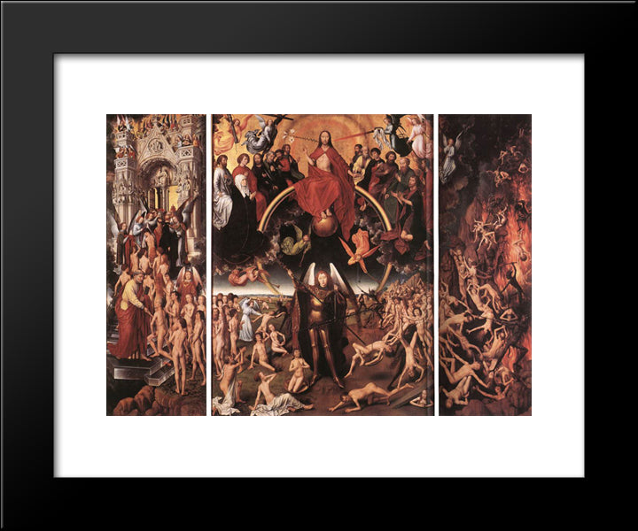 Last Judgment Triptych (Open) 20x24 Black Modern Wood Framed Art Print Poster by Memling, Hans