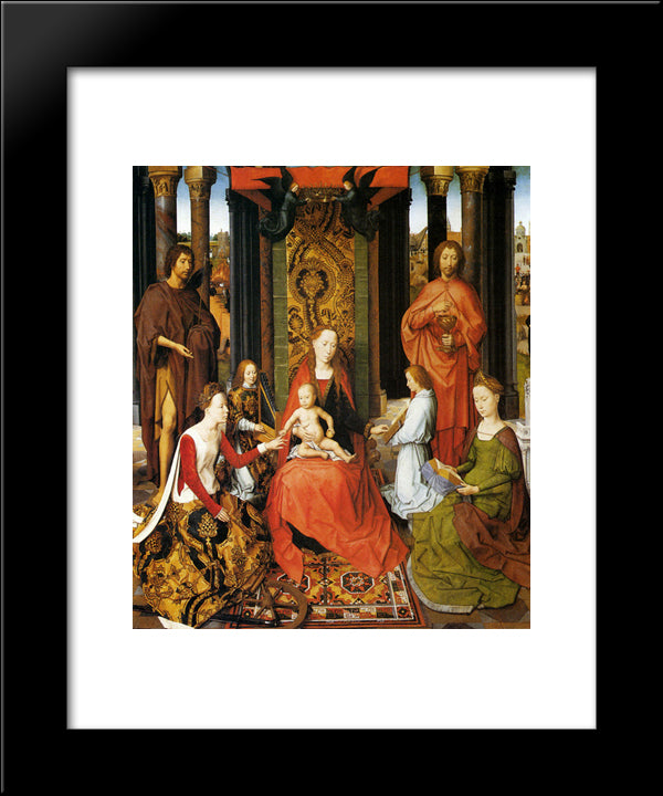 The Mystic Marriage Of St. Catherine Of Alexandria (Central Panel Of The San Giovanni Polyptch) 20x24 Black Modern Wood Framed Art Print Poster by Memling, Hans