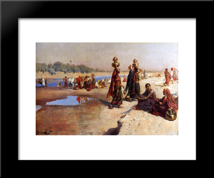 Water Carriers Of The Ganges 20x24 Black Modern Wood Framed Art Print Poster by Weeks, Edwin Lord