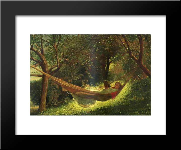 Girl In A Hammock 20x24 Black Modern Wood Framed Art Print Poster by Homer, Winslow