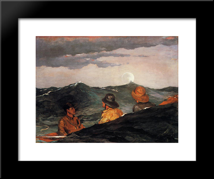 Kissing The Moon 20x24 Black Modern Wood Framed Art Print Poster by Homer, Winslow