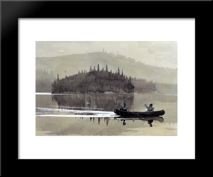 Two Men In A Canoe 20x24 Black Modern Wood Framed Art Print Poster by Homer, Winslow