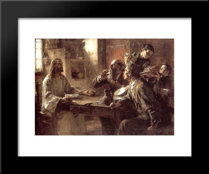 Supper At Emmaus 20x24 Black Modern Wood Framed Art Print Poster by L'Hermitte, Leon Augustin