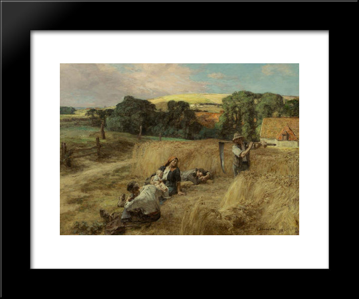 A Rest From The Harvest 20x24 Black Modern Wood Framed Art Print Poster by L'Hermitte, Leon Augustin