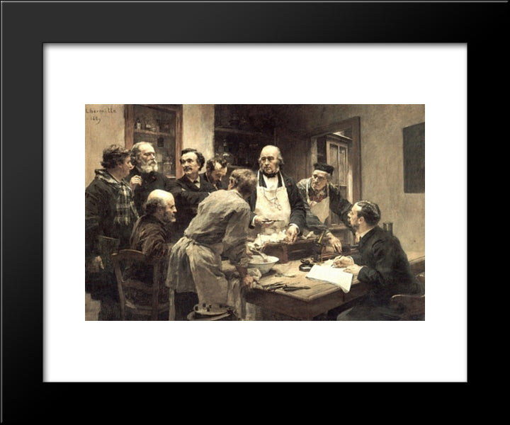 La Lecon De Claude Bernard 20x24 Black Modern Wood Framed Art Print Poster by L'Hermitte, Leon Augustin