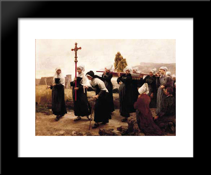 Le Pardon De PloumanacH 20x24 Black Modern Wood Framed Art Print Poster by L'Hermitte, Leon Augustin