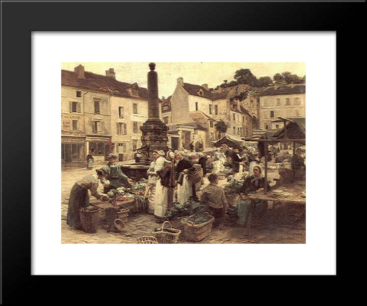 Le Marche De Chateau'Thierry 20x24 Black Modern Wood Framed Art Print Poster by L'Hermitte, Leon Augustin