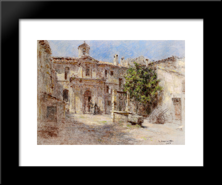La Chapelle Des Penitents Gris Avignon 20x24 Black Modern Wood Framed Art Print Poster by L'Hermitte, Leon Augustin