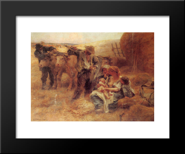 La Famille 20x24 Black Modern Wood Framed Art Print Poster by L'Hermitte, Leon Augustin