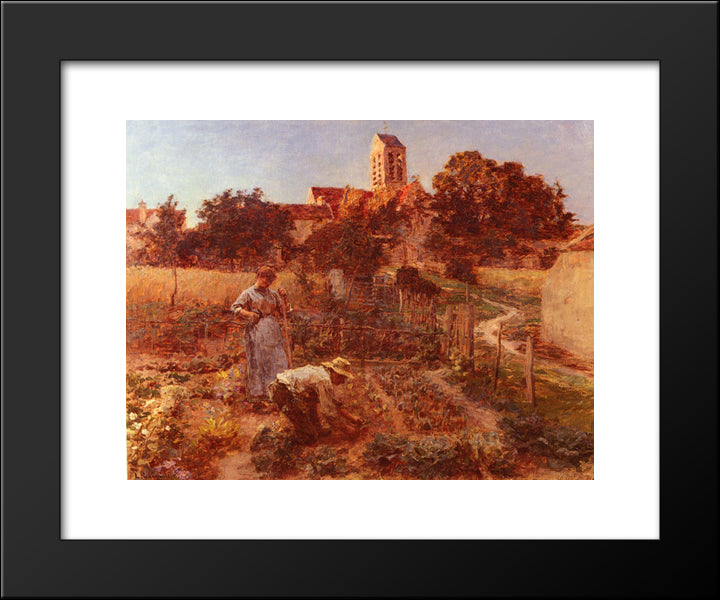 Au Jardin, Charteves, Pres De Mont'Saint'Pere 20x24 Black Modern Wood Framed Art Print Poster by L'Hermitte, Leon Augustin