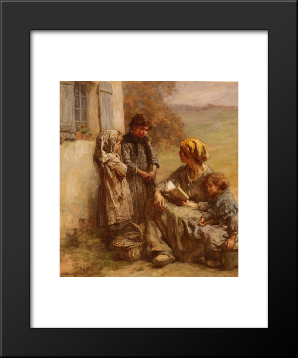 La Lecture 20x24 Black Modern Wood Framed Art Print Poster by L'Hermitte, Leon Augustin