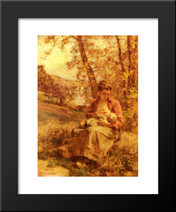 Jeune Mere 20x24 Black Modern Wood Framed Art Print Poster by L'Hermitte, Leon Augustin