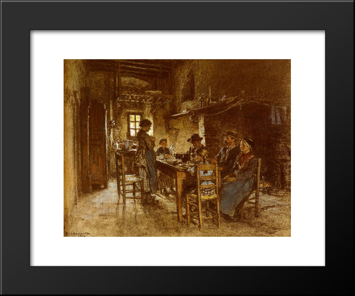 Le Benedicite Au Chaussin Pres De Vichy 20x24 Black Modern Wood Framed Art Print Poster by L'Hermitte, Leon Augustin