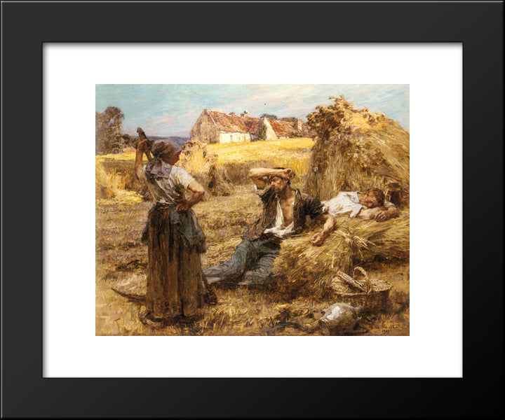 Le Reveil Du Faucheur 20x24 Black Modern Wood Framed Art Print Poster by L'Hermitte, Leon Augustin