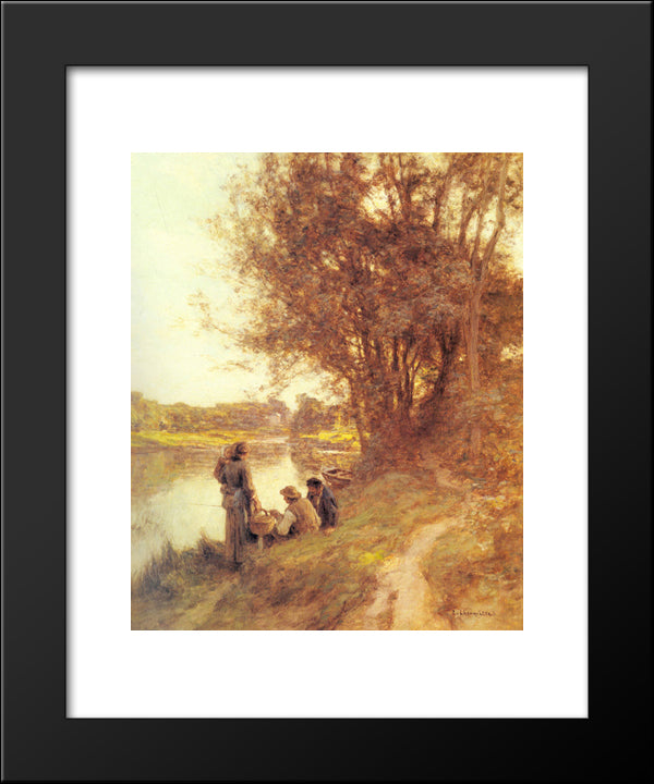 Les Pecheurs 20x24 Black Modern Wood Framed Art Print Poster by L'Hermitte, Leon Augustin