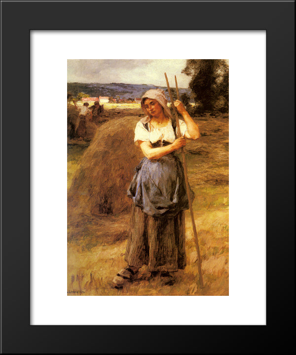 La Faneuse 20x24 Black Modern Wood Framed Art Print Poster by L'Hermitte, Leon Augustin