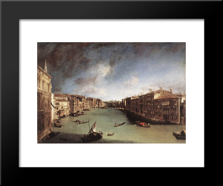 Grand Canal, Looking Northeast From Palazo Balbi Toward The Rialto Bridge 20x24 Black Modern Wood Framed Art Print Poster by Canaletto