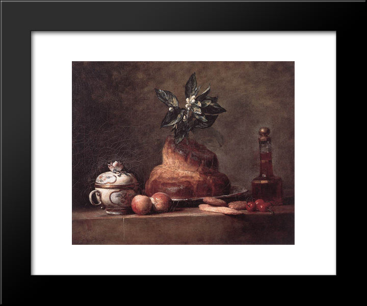 La Brioche 20x24 Black Modern Wood Framed Art Print Poster by Chardin, Jean Baptiste Simeon