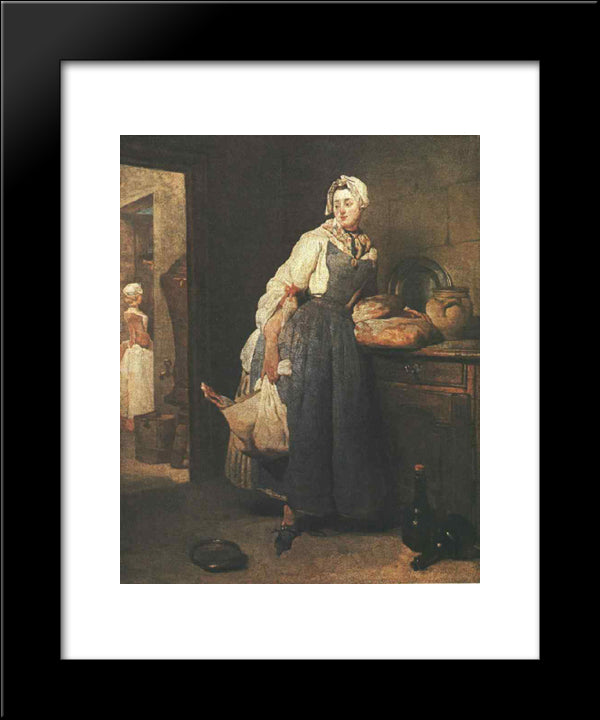 Return From The Market 20x24 Black Modern Wood Framed Art Print Poster by Chardin, Jean Baptiste Simeon