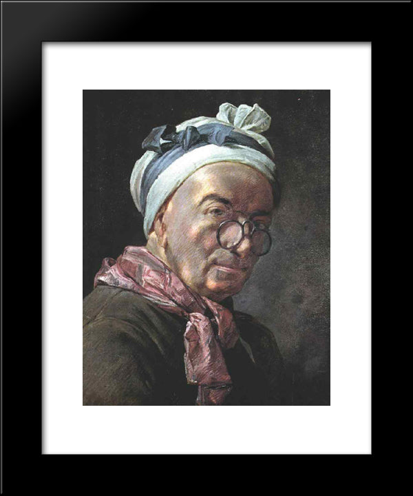 Self'Portrait 20x24 Black Modern Wood Framed Art Print Poster by Chardin, Jean Baptiste Simeon