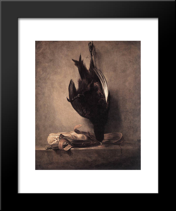 Still'Life With Dead Pheasant And Hunting Bag 20x24 Black Modern Wood Framed Art Print Poster by Chardin, Jean Baptiste Simeon