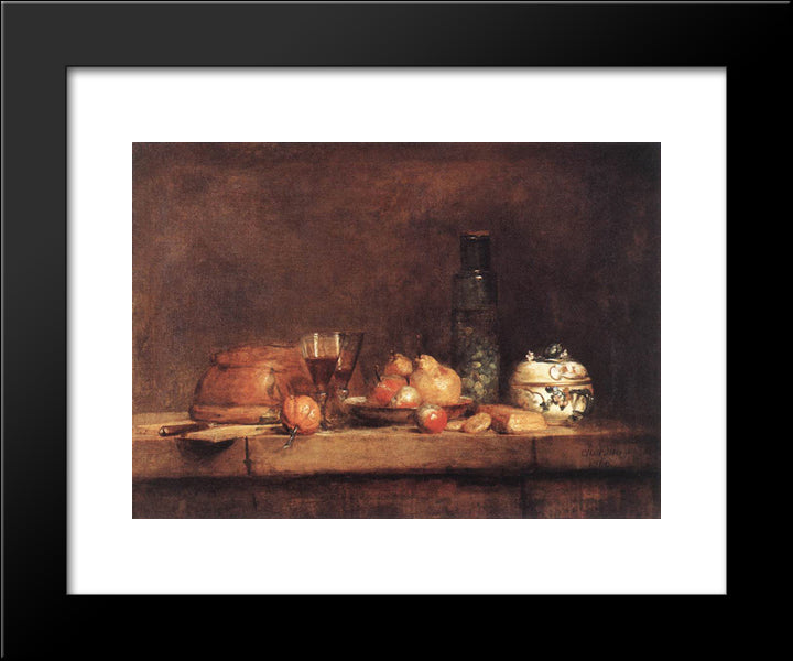 Still'Life With Jar Of Olives 20x24 Black Modern Wood Framed Art Print Poster by Chardin, Jean Baptiste Simeon