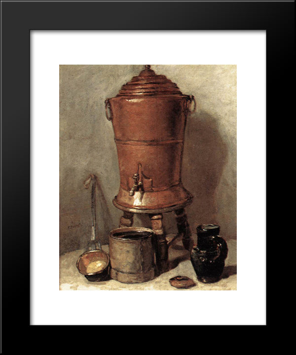 The Copper Drinking Fountain 20x24 Black Modern Wood Framed Art Print Poster by Chardin, Jean Baptiste Simeon