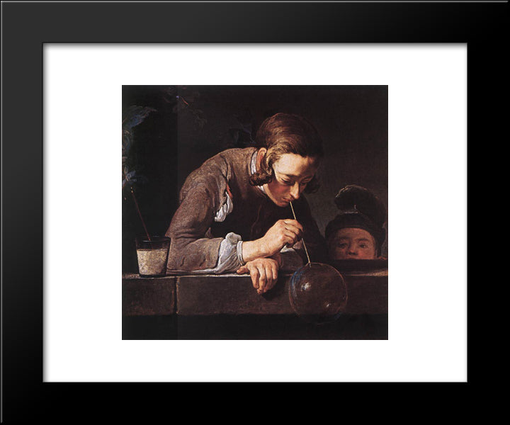 The Soap Bubble 20x24 Black Modern Wood Framed Art Print Poster by Chardin, Jean Baptiste Simeon