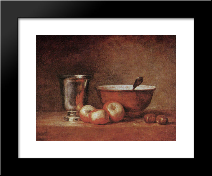 The Silver Cup 20x24 Black Modern Wood Framed Art Print Poster by Chardin, Jean Baptiste Simeon