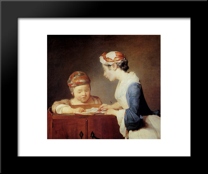 The Teacher 20x24 Black Modern Wood Framed Art Print Poster by Chardin, Jean Baptiste Simeon