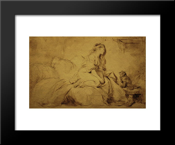 Oh! If He Were Only As Faithful To Me 20x24 Black Modern Wood Framed Art Print Poster by Chardin, Jean Baptiste Simeon