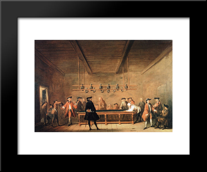The Game Of Billiards 20x24 Black Modern Wood Framed Art Print Poster by Chardin, Jean Baptiste Simeon