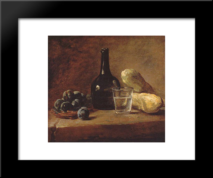 Still Life With Plums 20x24 Black Modern Wood Framed Art Print Poster by Chardin, Jean Baptiste Simeon