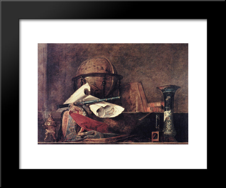 The Attributes Of Science 20x24 Black Modern Wood Framed Art Print Poster by Chardin, Jean Baptiste Simeon