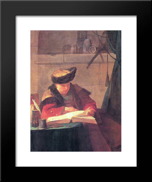 Portrait Of Joseph Aved 20x24 Black Modern Wood Framed Art Print Poster by Chardin, Jean Baptiste Simeon
