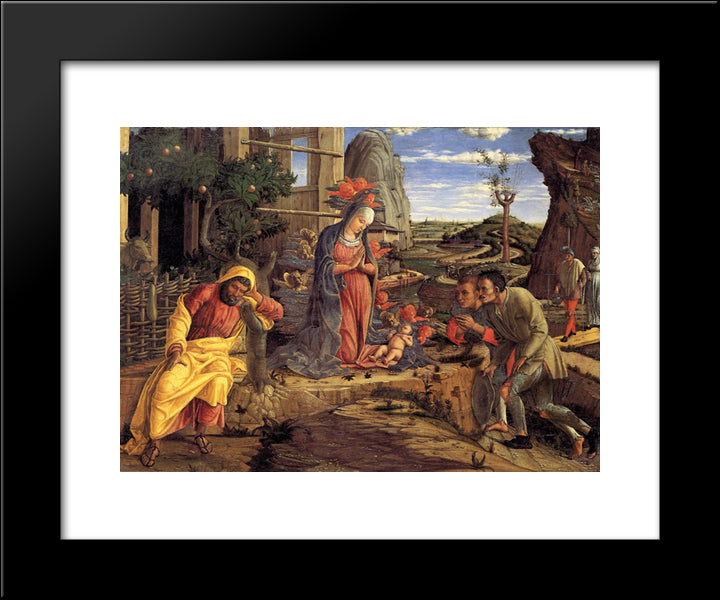 The Adoration Of The Shepherds 20x24 Black Modern Wood Framed Art Print Poster by Mantegna, Andrea