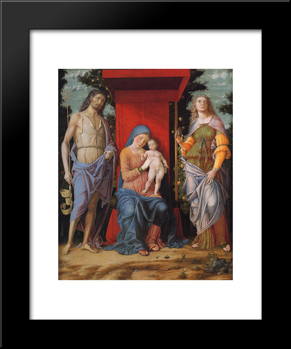 Virgin And Child With The Magdalen And St John The Baptist 20x24 Black Modern Wood Framed Art Print Poster by Mantegna, Andrea