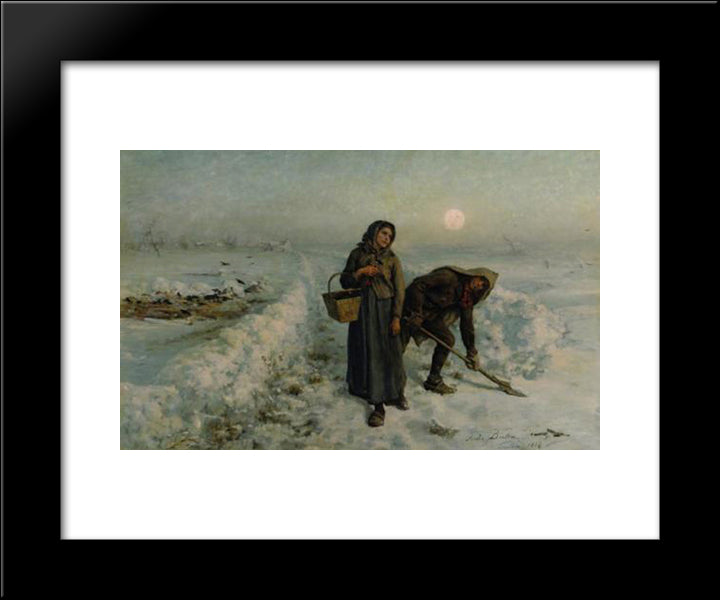 Sur La Route En Hiver, Artois 20x24 Black Modern Wood Framed Art Print Poster by Breton, Jules