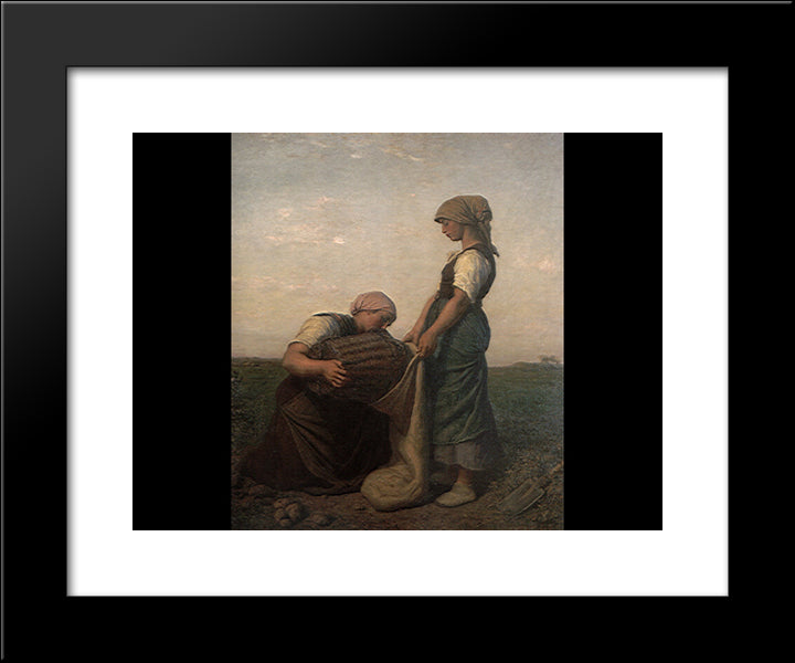 The Potato Harvest 20x24 Black Modern Wood Framed Art Print Poster by Breton, Jules