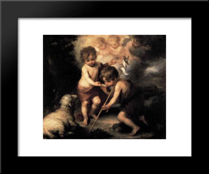 Infant Christ Offering A Drink Of Water To St John 20x24 Black Modern Wood Framed Art Print Poster by Murillo, Bartolome Esteban
