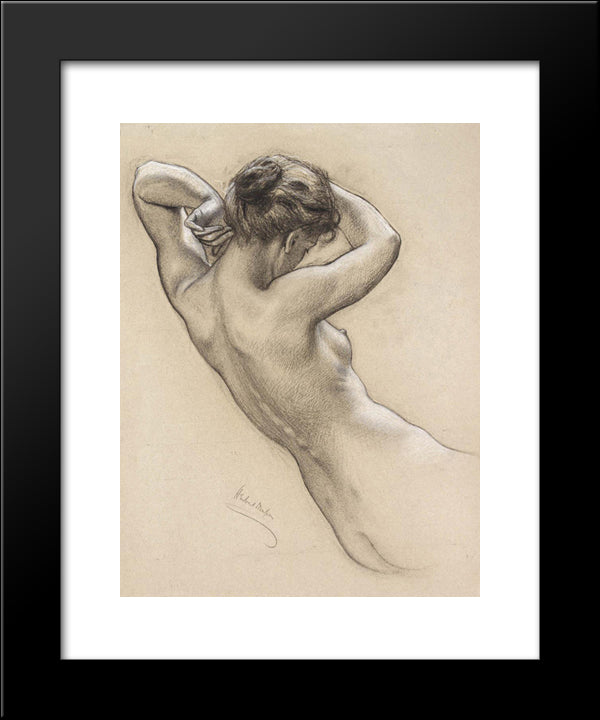Study Of Florrie Bird For A Water Nymph In 'Prospero Summoning Nymphs And Deities' 20x24 Black Modern Wood Framed Art Print Poster by Draper, Herbert James Draper