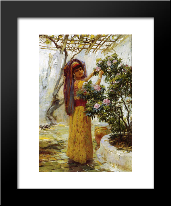In The Courtyard 20x24 Black Modern Wood Framed Art Print Poster by Bridgman, Frederick Arthur