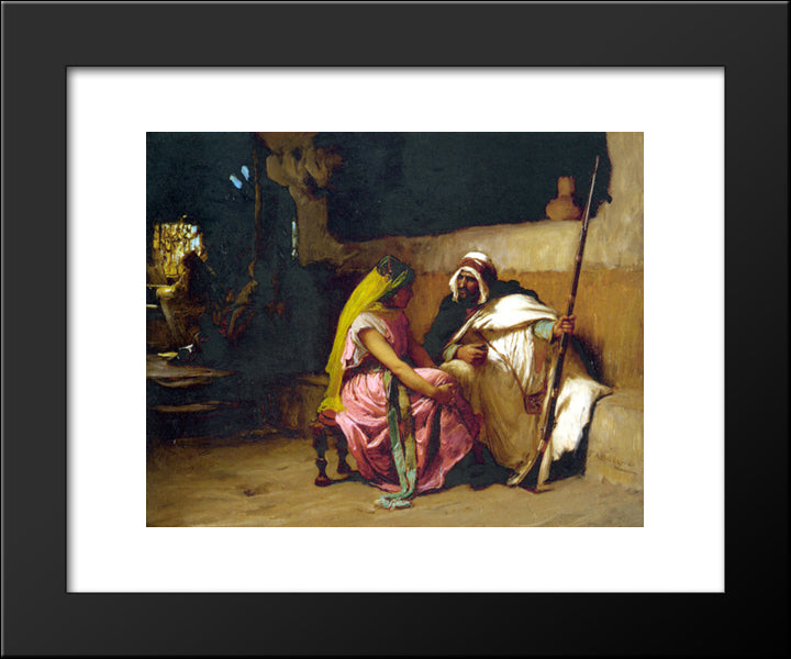 Tete A Tete 20x24 Black Modern Wood Framed Art Print Poster by Bridgman, Frederick Arthur
